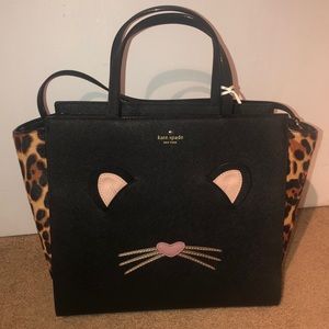 Kate spade handbag cat face/leopard